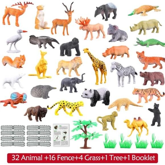 Animals Figure,54 Piece Mini Jungle Toys Set,ValeforToy Realistic Wild Vinyl - Picture 2 of 16